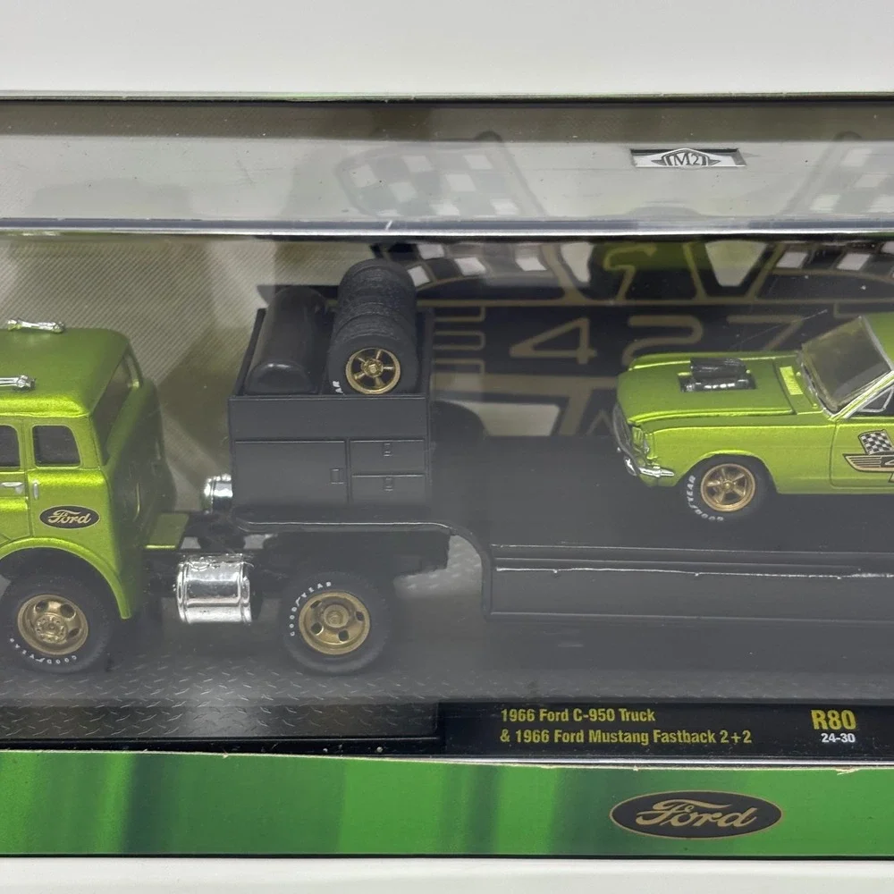 M2 Hauler 1966 Ford C-950 Truck & 1966 Ford Mustang Fastback Lime Green
